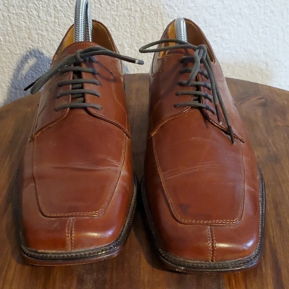 Stacy Adams- Mens Vintage Leather Square Toe Oxfords Business Casual Sz.9